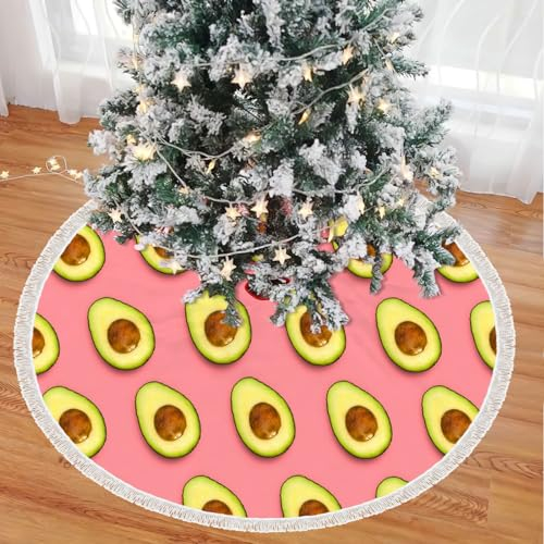 Chickwin Base Albero di Natale Gonna Albero di Natale, Cerchio Peluche Tappeto Albero di Natale Decorazioni Albero di Natale Decorazioni - Avocado (120cm,Rosa)
