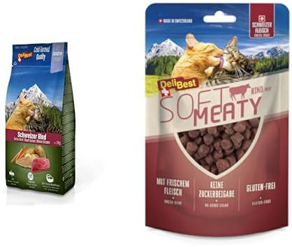 DeliBest Adult Sensitive Complete Cat Rind & Soft Meatys I Katzen Leckerlies aus Schweizer Rindfleisch