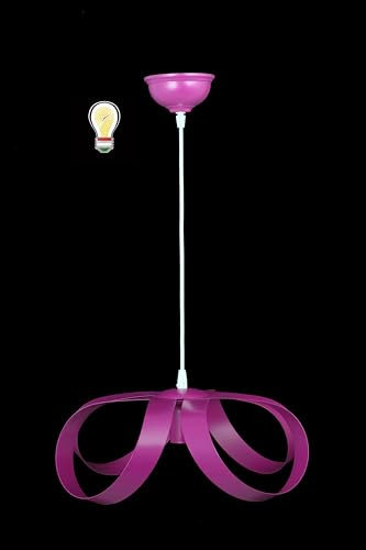 ORALAMP Lampadario a Sospensione Stile Moderno in Ferro Vari Colori, Lampadario per Cameretta, Camera da Letto, Soggiorno 084/1/IG (Fucsia)