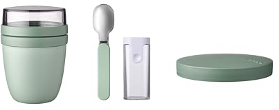 Mepal - Lunchpot Switch Set inkl. Faltbarer Löffel Ellipse - mach aus deinem Lunchpot einen Snackpot - Praktischer Müslibecher - Geeignet für Tiefkühler, Mikrowelle & Spülmachine - Nordic Sage
