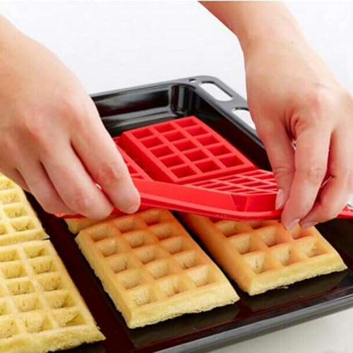 Xiaojikuaipao Grand moule à gaufres en silicone | Qualité professionnelle réutilisable, antiadhésif, 28 x 18,4 cm, rouge | Plaque de cuisson pour four, micro-ondes, congélateur | Machine à desserts de