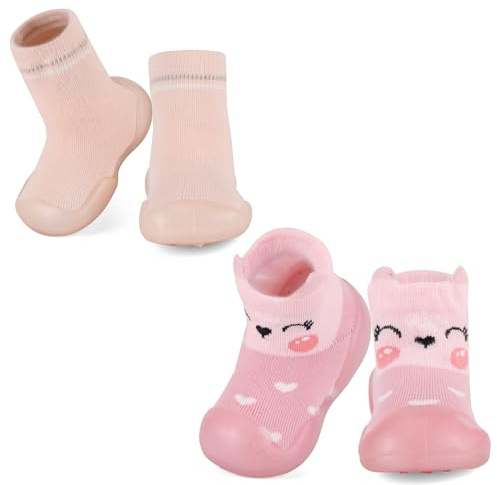 MK MATT KEELY 2 Paare Krabbelschuhe Baby Outdoor Lauflernschuhe Kinder Mädchen Jungen rutschfeste Gummisohle Sockenschuhe