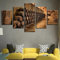 HATUROPO Wandbilder Mit Rahmen 5 Teiliges Leinwandbild Eichenholz Weinfässer 5 Platten Poster Wandbild Kunstdrucke Büro Küche Schlafzimmer wandbilder Wohnzimmer