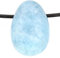 Echter Aquamarin Tropfenanhänger mit gewachstem Baumwollband - Gebohrter Trommelstein - Drehverschluss aus Edelstahl (Aquamarin 55)