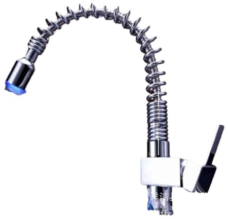 Robinets de cuisine à LED Robinet de douche à ressort lumineux Robinet de cuisine à eau chaude et froide avec lumière LED