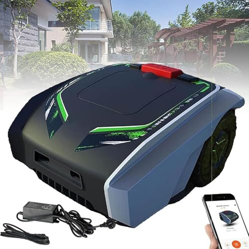 DPQYJPP Robotic Lawnmower, Robot with Wireless Perimeter Protection View for Lawns with 1500 m², Cutting Height 20-55 cm, Compatible with App Control, 4-Wheel Drive, Anti-Theft Protection