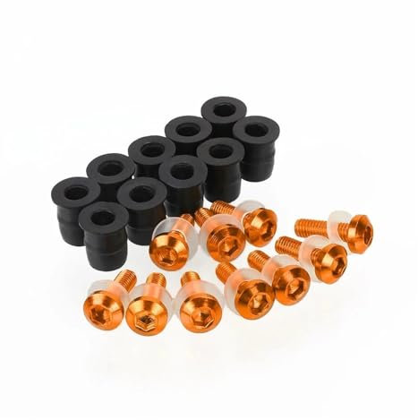 HUIGAR Visserie pour Bulle Moto pour Ya&MAHA FJ07 MT07 2014-2023 5mm 10pièces Boulons De Pare-Brise De Moto Fixation D'écrou À Vis(Orange)