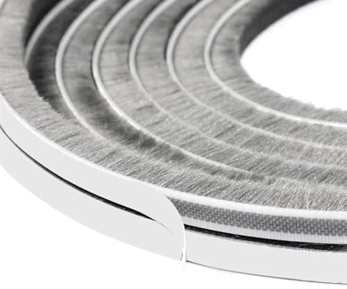 Brush Seal, Door Seal, Wind Protection Strips, 5 Metres x 9 mm x 9 mm Wind Protection for Windows, Wind Protection for Doors, Self-Adhesive Brush Sealing Strips for Windows and Doors, 4 mm - 9 mm Gaps