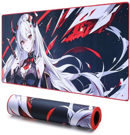 Redragon EISA P047-L Anime Gaming-Mauspad - Glatte Lycra-Oberfläche, rutschfeste Gummibasis, wasserabweisend, langlebiges 5 mm Dickes Design, 89 x 40 cm, Schwarz