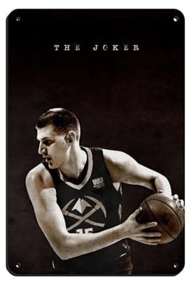 HRJHE Nikola Jokic-Poster, Basketball-Poster, 20 Blechschild, Vintage, Metall, Pub, Club, Café, Bar, Zuhause, Wandkunst, Dekoration, Poster, Retro, 20 x 30 cm
