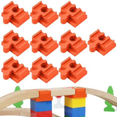 GXGM 10-Teiliges Set Track Connectors Für Brio Duplo Systemverbinder, 4 * 3.2 * 1.10Cm Kompatibler Adapter Gleisverbinder, Universell Kombiniert Beide Systeme Miteinander, Schienenverbinder(orange,D)