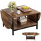 SAYGOER Coffee Table 2-Tier Small Folding Coffee Tables with Storage for Living Room Mid Century Center Table Vintage Extended Tables with Two Foldable Panel for Large or Small Space, Rustic Brown