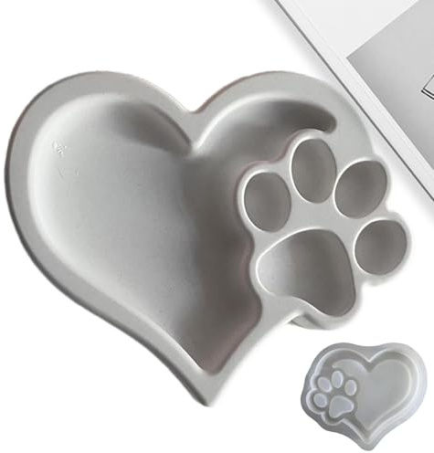 Moule en silicone avec empreintes de pattes de chien - Moule en résine - Moule à bougie porte-clés - Moule époxy en forme de cœur - Empreinte de patte - Moule en résine pour bougie, plâtre, savon