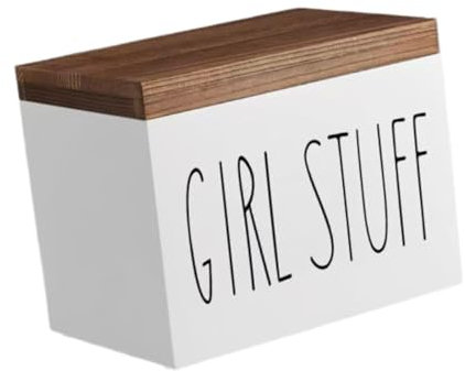 KESOTO Badezimmer Organizer für Tampons Und Pads, Holzbehälter mit Deckel, Weiß
