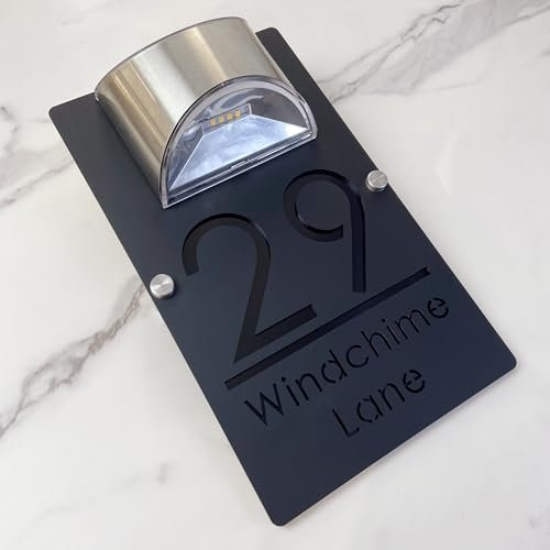 Personnalised Panneau solaire LED pour porte de maison, appartement, hôtel, yard, porche Noir