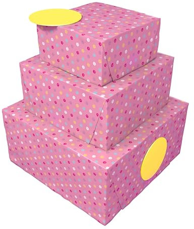 UK Greetings | 6 Gift Wrap Sheets & 6 Tags | Gift Wrapping Set | Birthdays/Weddings/Christmas | Pink Polka Dot Design | With Envelope | 18x25cm