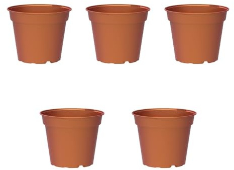 Genérico Pack 5 Macetas Jardin - Balcon - Ventana 1,3 L Color Teja 15×15×12 cm Macetas para Vivero, Cultivo de Aromáticas, Cactus, Ornamentales, Plantas de Temporada y Vivaces