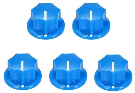 sourcing map 5Pcs ABS and Copper Potentiometer Knobs 1/4 Volume Tone Control Top Hat Knob for Guitar Instruments Audio Mixer Amplifier Blue