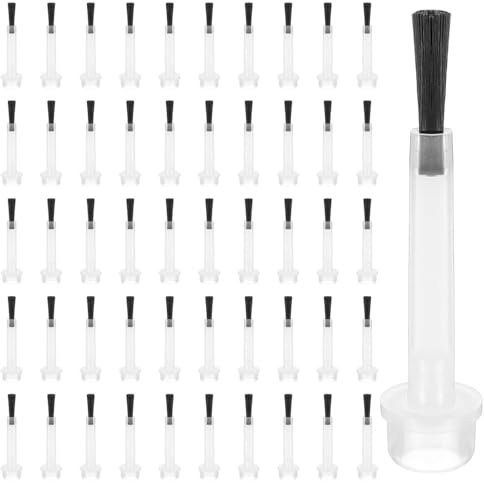 TRKETK 50 Pcs Replacement Nail Polish Brush Kit, Soft Nail Varnish Brushes Flat Head Design Mini Nail Polish Brush Replacement Fine Soft Bristles Brush for Home Salon DIY Art Supplies