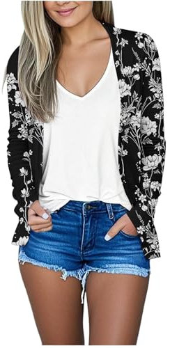 Gilet Cardigan Femme Chic Et Elegant Veste Grande Taille Ouvert sur Le Devant Polyvalente été Manteau Casual LéGer Fluide Kimono de Plage Voyage Vacances Quotidienne Pas Cher