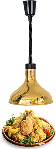 SGKOMN Lampada riscaldante per Alimenti, Lampada scaldavivande a infrarossi, scaldavivande, Lampada riscaldante telescopica, Lampada scaldavivande a infrarossi, Lunghezza telescopica, Gold