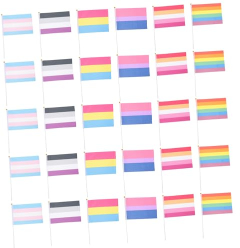 Yardenfun 30 pièces Mini Drapeaux Arc Ciel Lgbt Polyester Imprimé et Durables pour Décoration de Fête Pride pour Parade et Célébrations