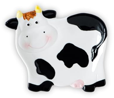 Ceramic Spoon Rest Cow Design for Stove Top and Kitchen Counter | Ceramic spoon rest with a charming cow design keeps cooking utensils off countertops while adding farmhouse style.