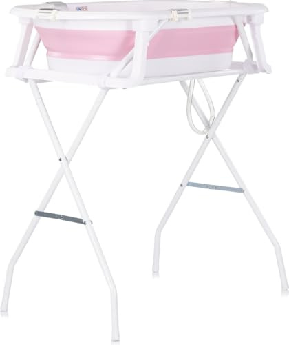 Chipolino Babybadewanne-Set Malibu 78 cm, Ständer, klappbar, Thermometer, Ablauf rosa