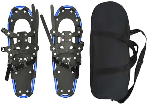 vidaXL Raquetas de Nieve 3 en 1 con Bastones de Senderismo Azul, Jardín y Terraza, Equipos de Nieve Ajustables, Accesorios para Frío, Set de Senderismo