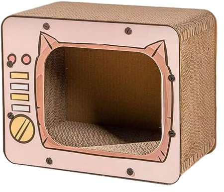 Pet Playhouse Cats - Interactive Climber for Hideaway | Corrugated Cardboard Lounger with Scratch Pads, Elevated Platforms, Toys, Resting Nook for Kittens Small Animals Indoor Entertainment