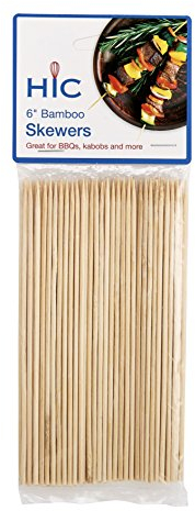 HIC Harold Import Co. HIC Bamboo BBQ, Kabob and Grill Skewers, 6-Inches Long, Set of 100, 6 Inch, Brown