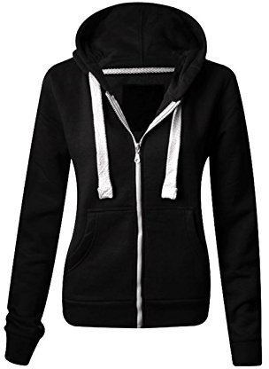 Parsa Fashions Ladies Plain Zip Up Hoodie Womens Fleece Hooded Top Long Sleeves Front Pockets Soft Stretchable Comfortable (Black/3XL UK-18)