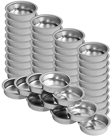 Teelichthalter silbern Ø 40mm / 12mm flach - Teelicht Tülle für Standard Teelichtkerzen. Ein echtes deutsches Qualitätsprodukt., Größe:50er Set