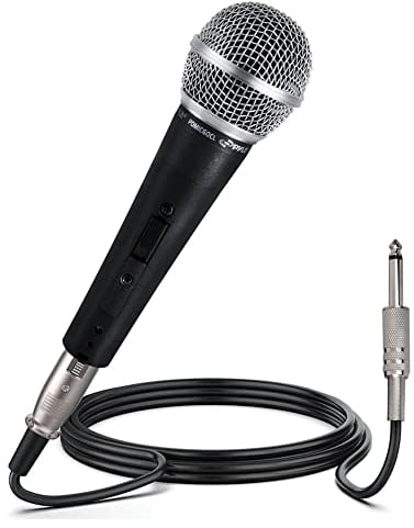 Pyle Microphone - Professional Dynamic Vocal Microphones, with ON/OFF Switch, Dynamic Cardioid, Handheld Mic for Singing, w/ 4.5 m – XLR Audio Cable, Compatible for Karaoke-Speaker-Speech-Amp-Mixer