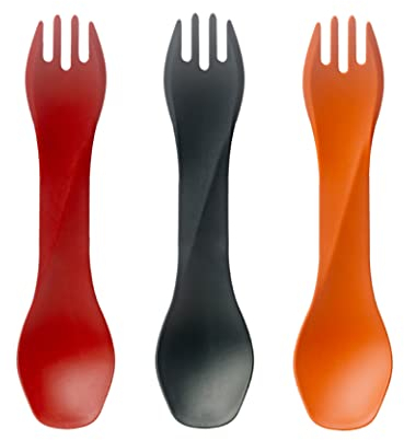 humangear GoBites Uno Mini Fork & Spoon Utensil Red/Gray/Orange 3-Pack Camping