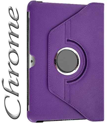 Seluxion - Housse Coque Etui Anneau Style Chrome pour Samsung Galaxy Tab 2 10.1 P5100 / P5110 avec Rotation 360 Degrés Couleur Violet