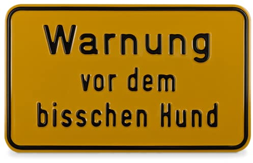 SafetyMarking® Warnschild Warnung vor dem bisschen Hund | BxH: 25,0 x 15,0 cm | Material: Aluminium | Befestigungsart: Zum Verschrauben | Grundbesitzkennzeichnung