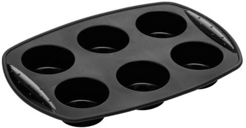Premier Housewares Silicone 6 Cup Muffin Mould - Black