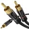 KabelDirekt – 3.0m – RCA/phono Y cable, 1 to 2, stereo audio cable (coax, RCA/phono male/male cinch plugs, analogue/digital, adapter for subs/amps/Hi-Fis/home cinema/receivers, black)