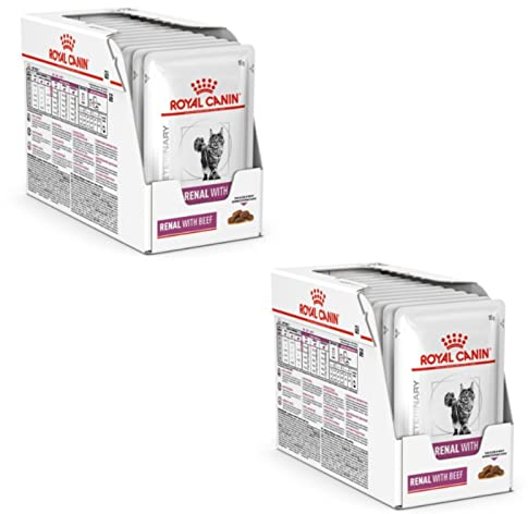 Royal Canin Veterinary Renal Beef | Doppelpack | 2 x 12 x 85 g | Diät-Alleinfuttermittel für ausgewachsene Katzen | Zur Unterstützung bei Nierenproblemen | Im Frischebeutel
