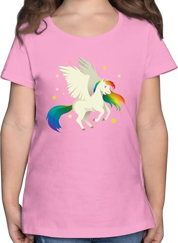 T-Shirt Mädchen - Trend Kinderkleidung und Co - Pegasus - 128 (7/8 Jahre) - Rosa - Kind Shirt Tshirt t_Shirt t Kinder