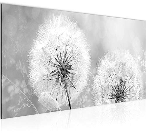 Runa Art Wandbild Pusteblume 1 Teilig 100 x 40 cm Modern Bild auf Vlies Leinwand Natur Wohnzimmer Schlafzimmer Schwarz Weiss 207112c