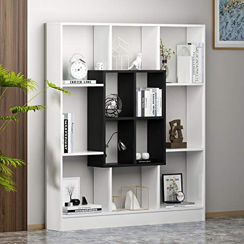 Homidea Mars Bücherregal - Standregal - Büroregal - Raumteiler in trendigem Design (Weiß/Schwarz)