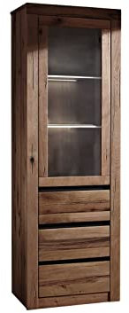 Massivmoebel24.de Vitrine Zerreiche 62x42x190 Tabacco Brown geölt MONTREUX #321