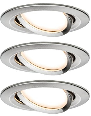 Paulmann 93483 Einbauleuchte LED Coin Nova rund 6,5W Eisen 3er-Set schwenkbar 3-Stufen-Dimmbar IP23 sprühwassergeschützt