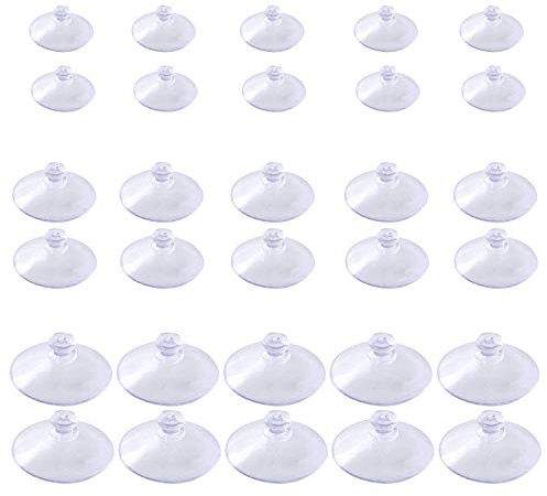 XCOZU Ventosas Transparentes, 30 Piezas Ventosas de Plástico sin Gancho, Ventosas de Vidrio para Baño Cocina (45 mm, 30 mm, 20 mm)