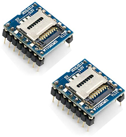 Hailege 2pcs WTV020-SD U Disk Audio Player MP3 Soundmodul Sprachmodul mit SD-Kartensteckplatz UART 232
