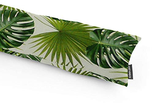 SCHÖNER LEBEN. Zugluftstopper Digitaldr. Palmen Blätter weiß grün, Auswahl:80cm Länge