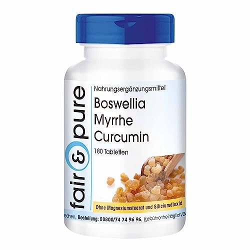 Fair & Pure® - Weihrauch, Curkuma und Myrrhe - 180 Tabletten - Boswellia Myrrhe Curcumin - mit Vitamin D3