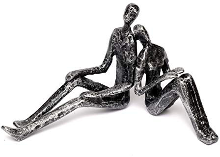 Brillibrum Design Dekofigur Handmade Eisenfigur Paar Harmonisches Pärchen aus Gusseisen in Antik Silber modernes Skulpturen Paar Figur Freundschaft 6: 9,5 x 19 x 9 cm (Figur 6)